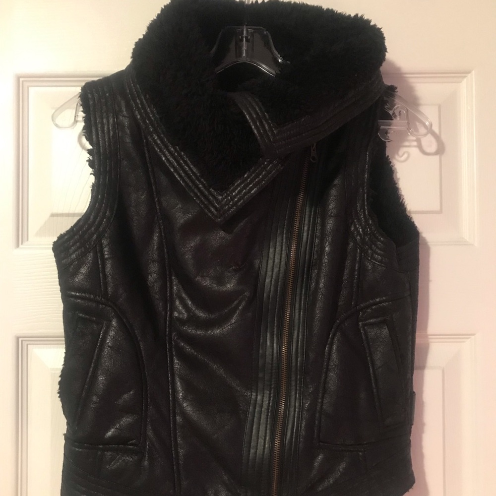 A Black Faux Fur Vest